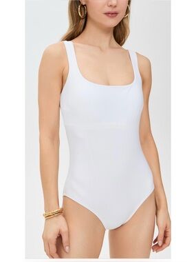 STYLEST DreamSculpt Square Neck Tank Suit in Blanc Size M ~ NWT